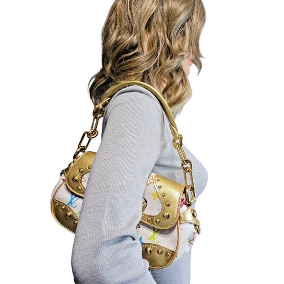 LOUIS VUITTON Monogram Multicolor Marilyn White Murakami Gold Chain Small Bag LV - Picture 3 of 16